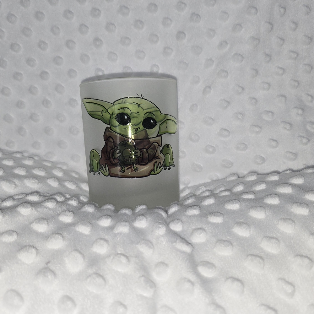 Baby Yoda Frosted Glass Candle Holder